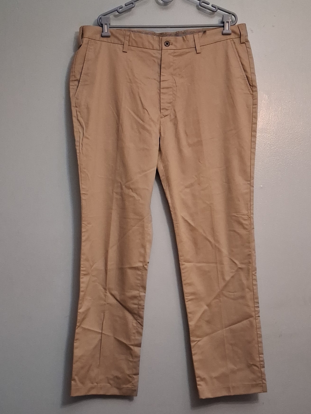 Nautica Khaki Size W40 34L Men's 100% Cotton Slim- Fit Straight-Leg Chino Pants
